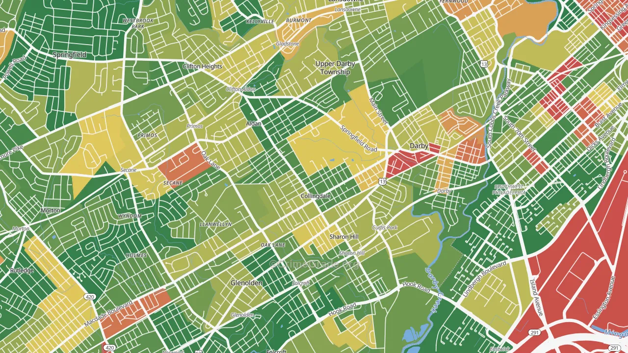 Collingdale, PA Map of Arson Rates