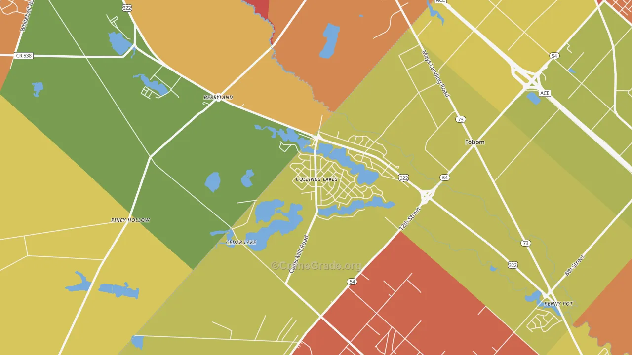 Collings Lakes, NJ Map of Arson Rates
