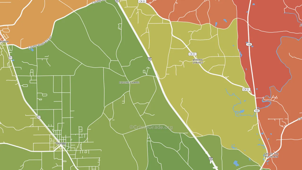 Collins Chapel, AL Map of Arson Rates