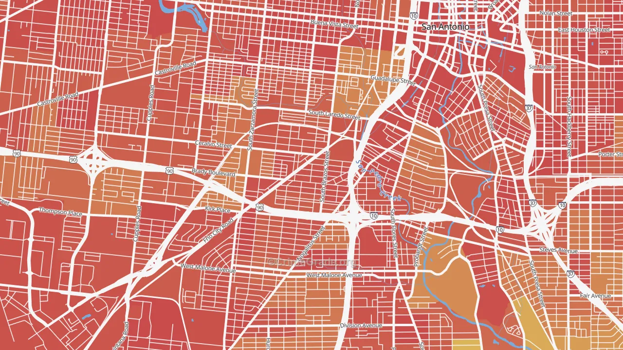 Collins Gardens, San Antonio, TX Map of Arson Rates