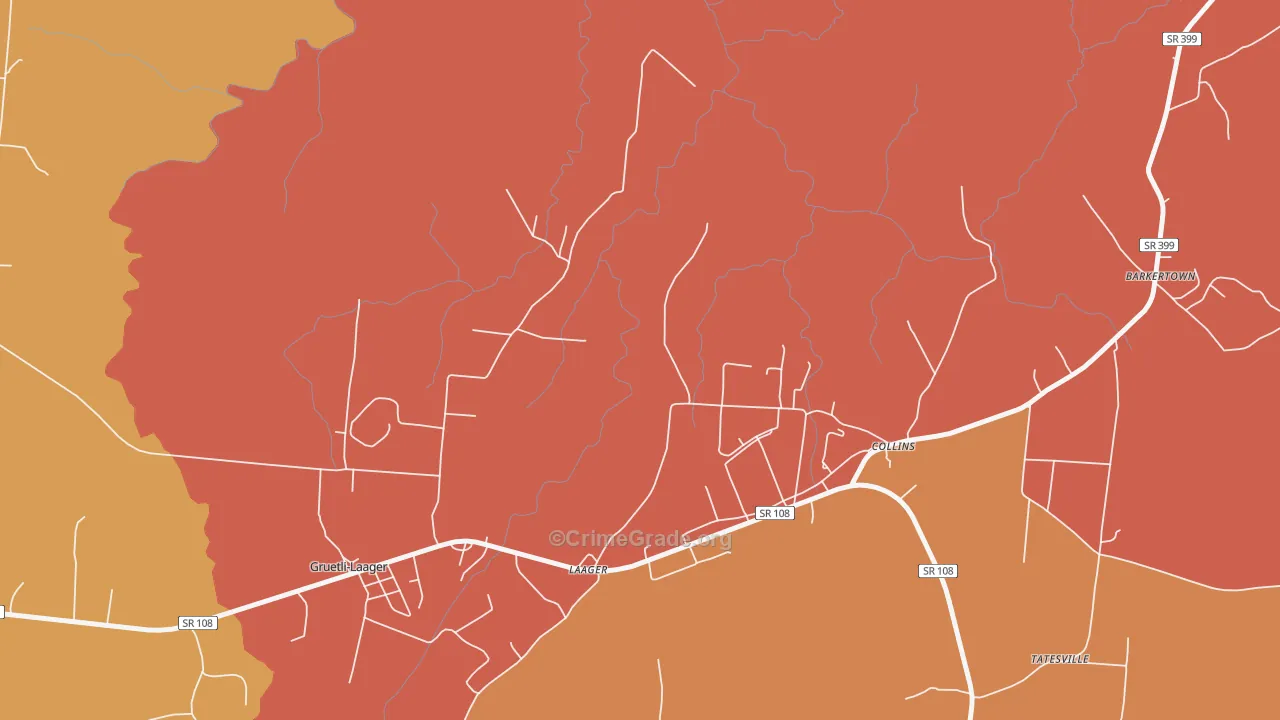 Collins, TN Map of Arson Rates