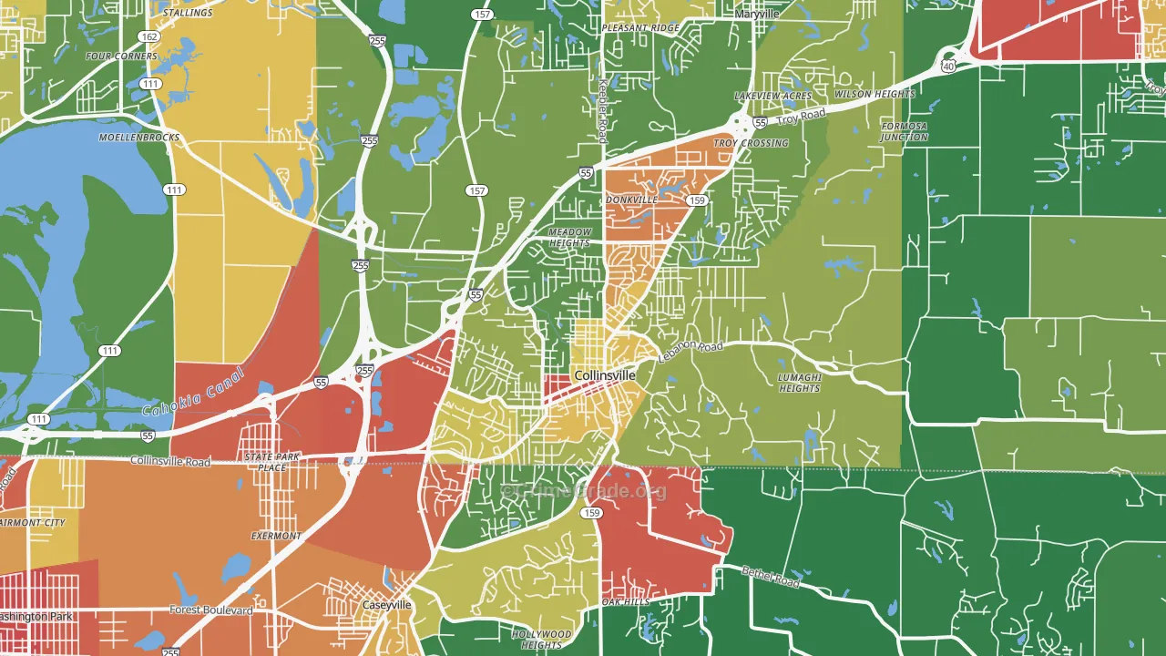 Collinsville, IL Map of Arson Rates