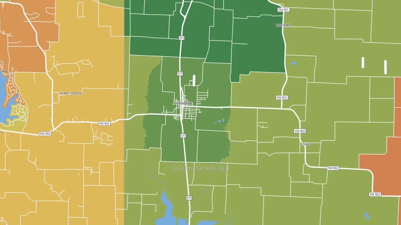 Collinsville, TX Map of Arson Rates