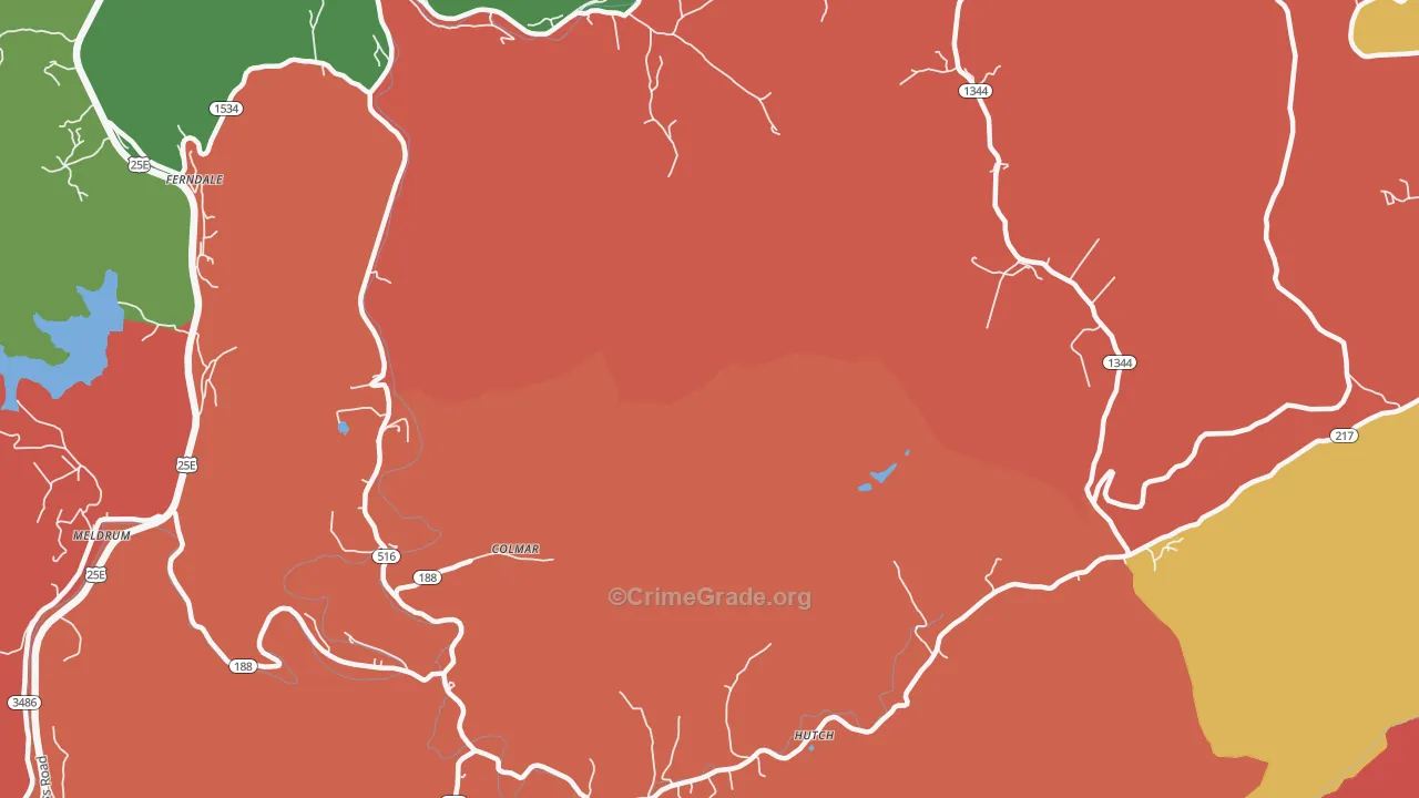 Colmar, KY Map of Arson Rates