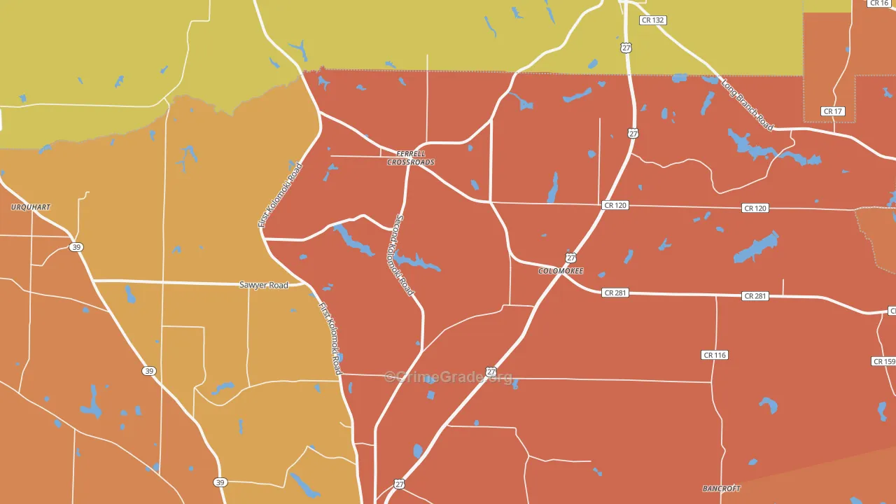 Colomokee, GA Map of Arson Rates