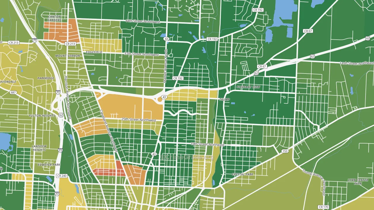 Colonial Heights, Canton, OH Map of Arson Rates