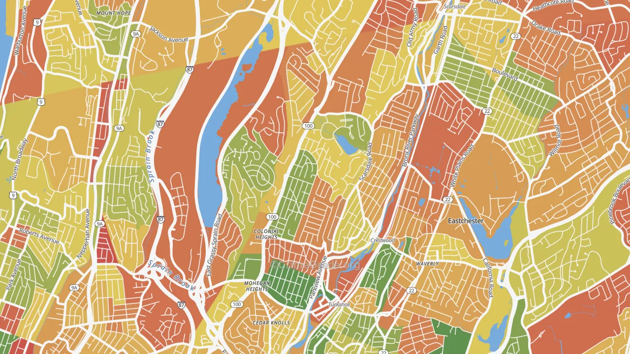 Colonial Heights, Yonkers, NY Map of Arson Rates