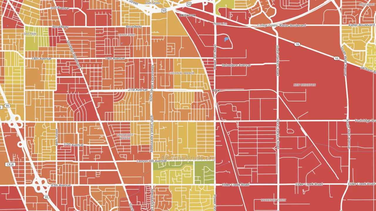 Colonial Village, Sacramento, CA Map of Arson Rates