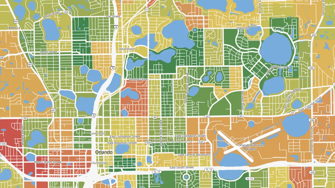Colonicaltown North, Orlando, FL Map of Arson Rates