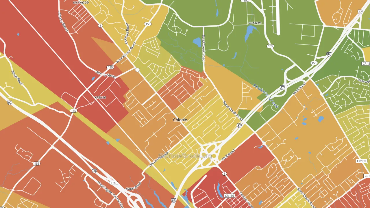 Colonie, NY Map of Arson Rates