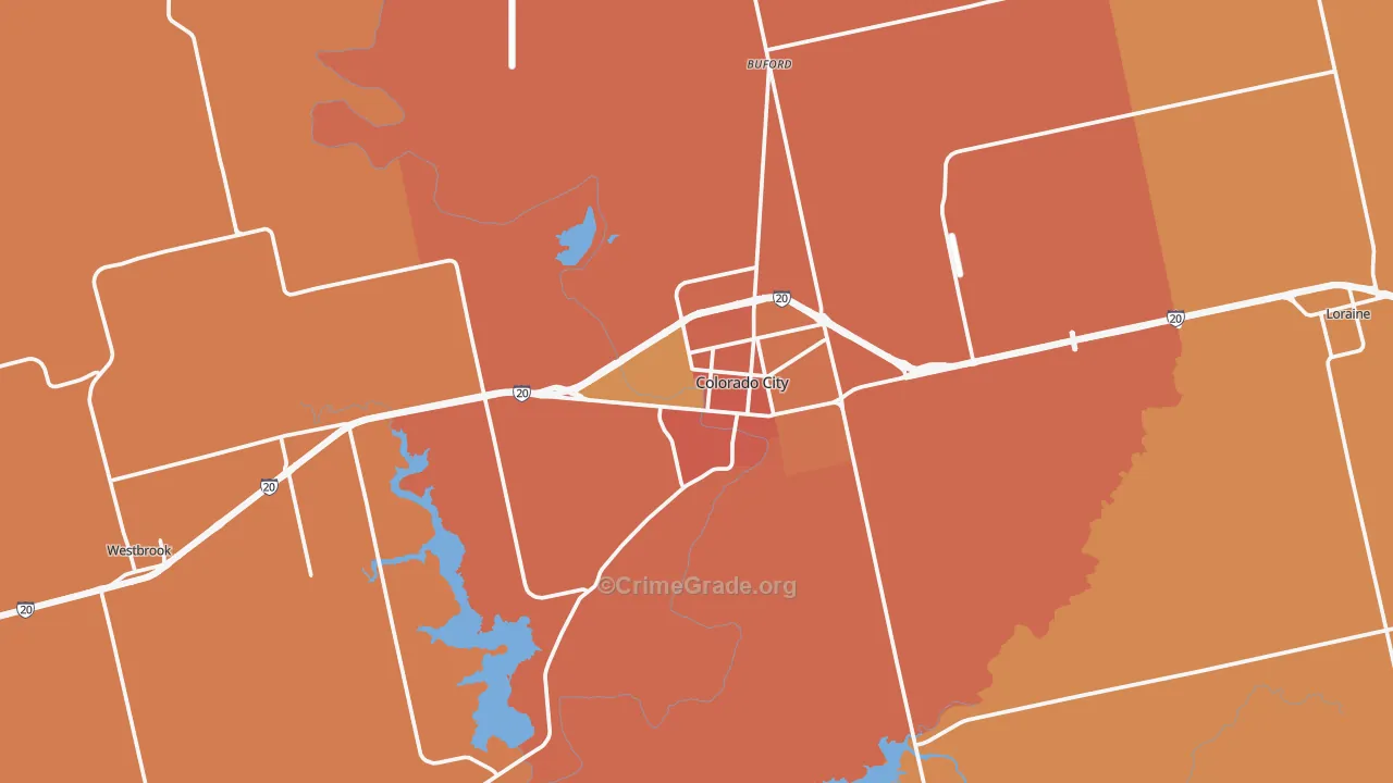 Colorado City, TX Map of Arson Rates