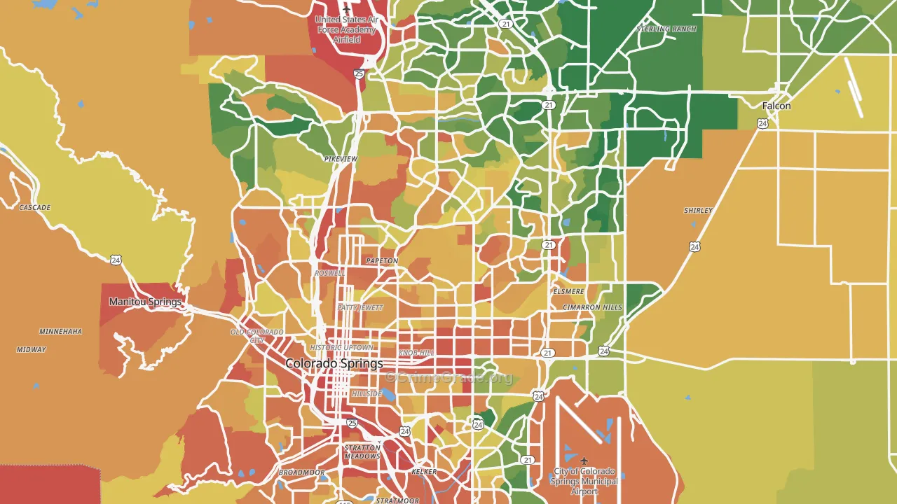 Colorado Springs, CO Map of Arson Rates