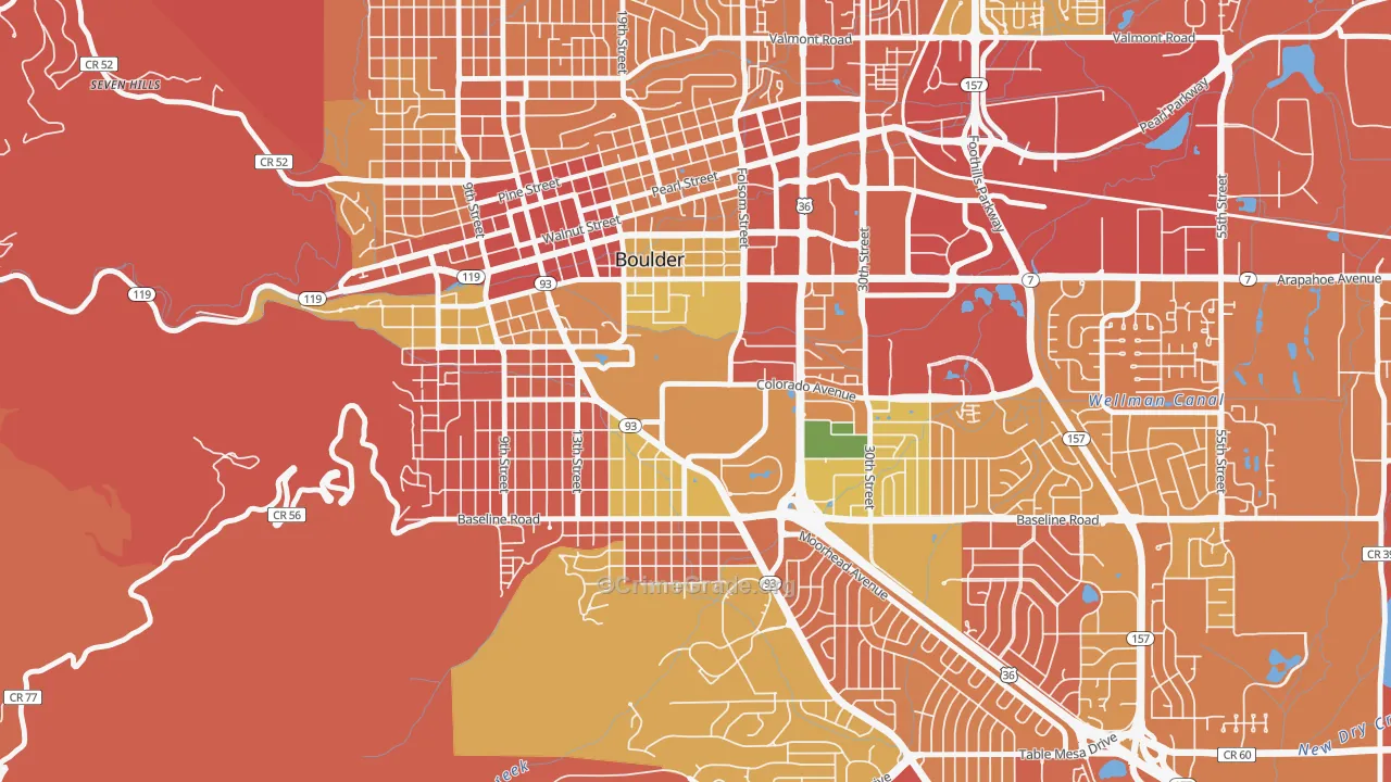Colorado University, Boulder, CO Map of Arson Rates