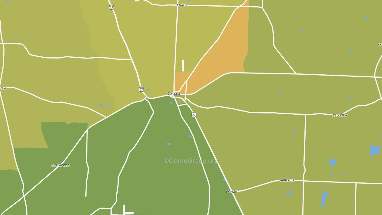 Colquitt, GA Map of Arson Rates