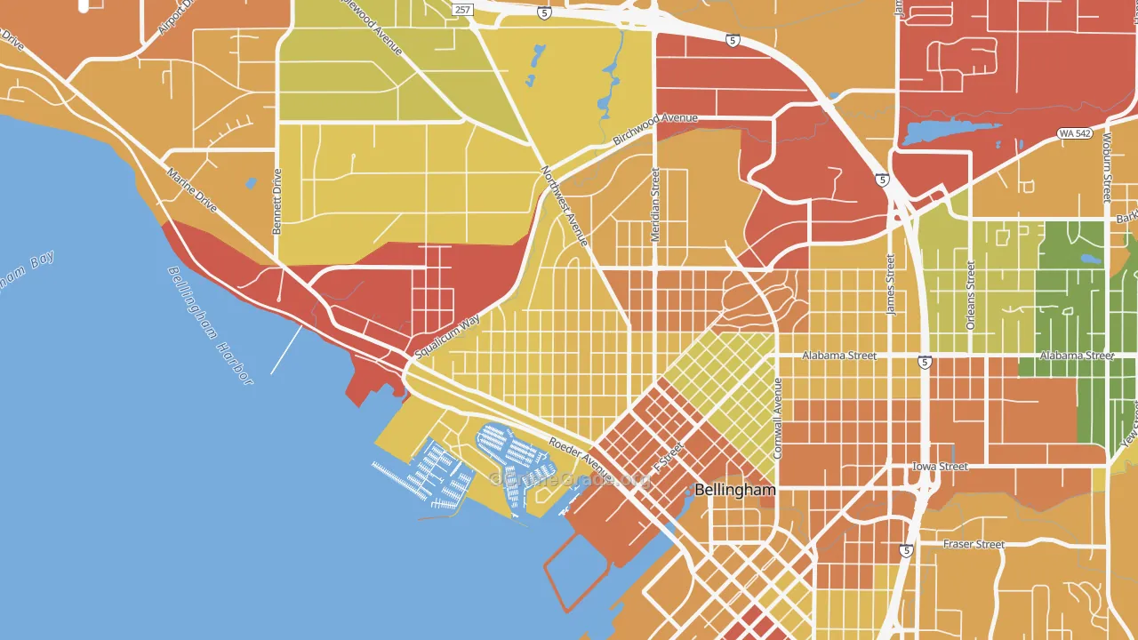 Columbia, Bellingham, WA Map of Arson Rates