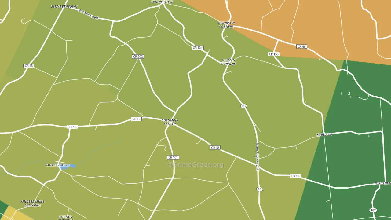 Columbia Center, NY Map of Arson Rates