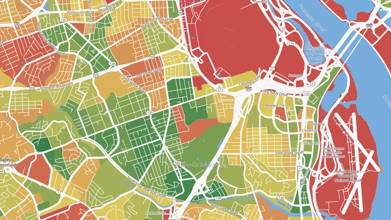 Columbia Heghts, Arlington, VA Map of Arson Rates