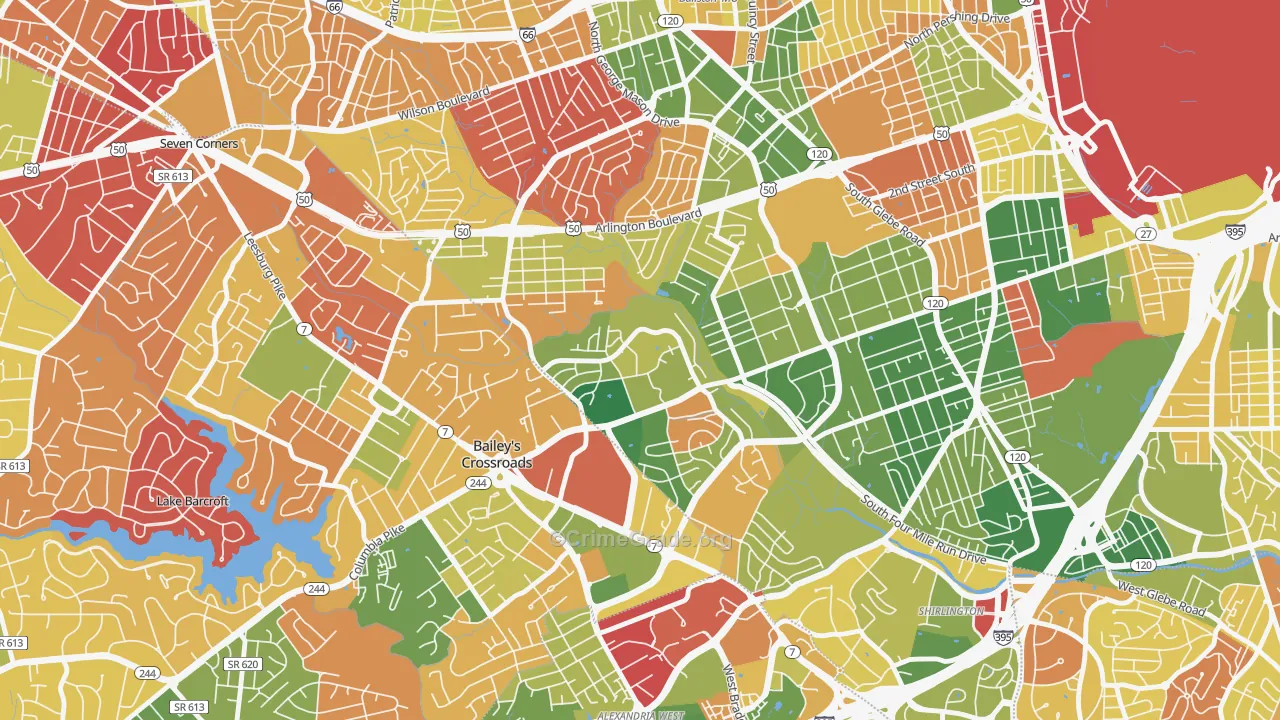 Columbia Heights West, Arlington, VA Map of Arson Rates