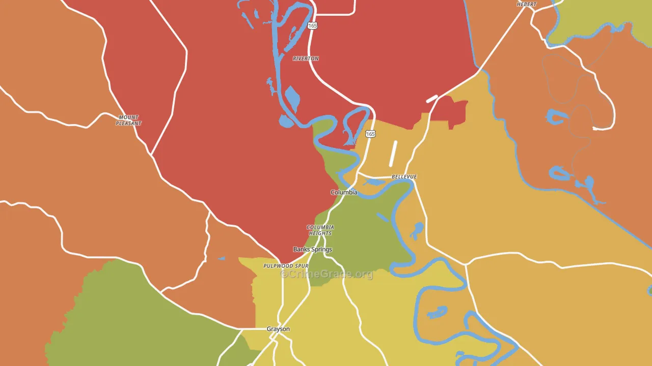Columbia, LA Map of Arson Rates