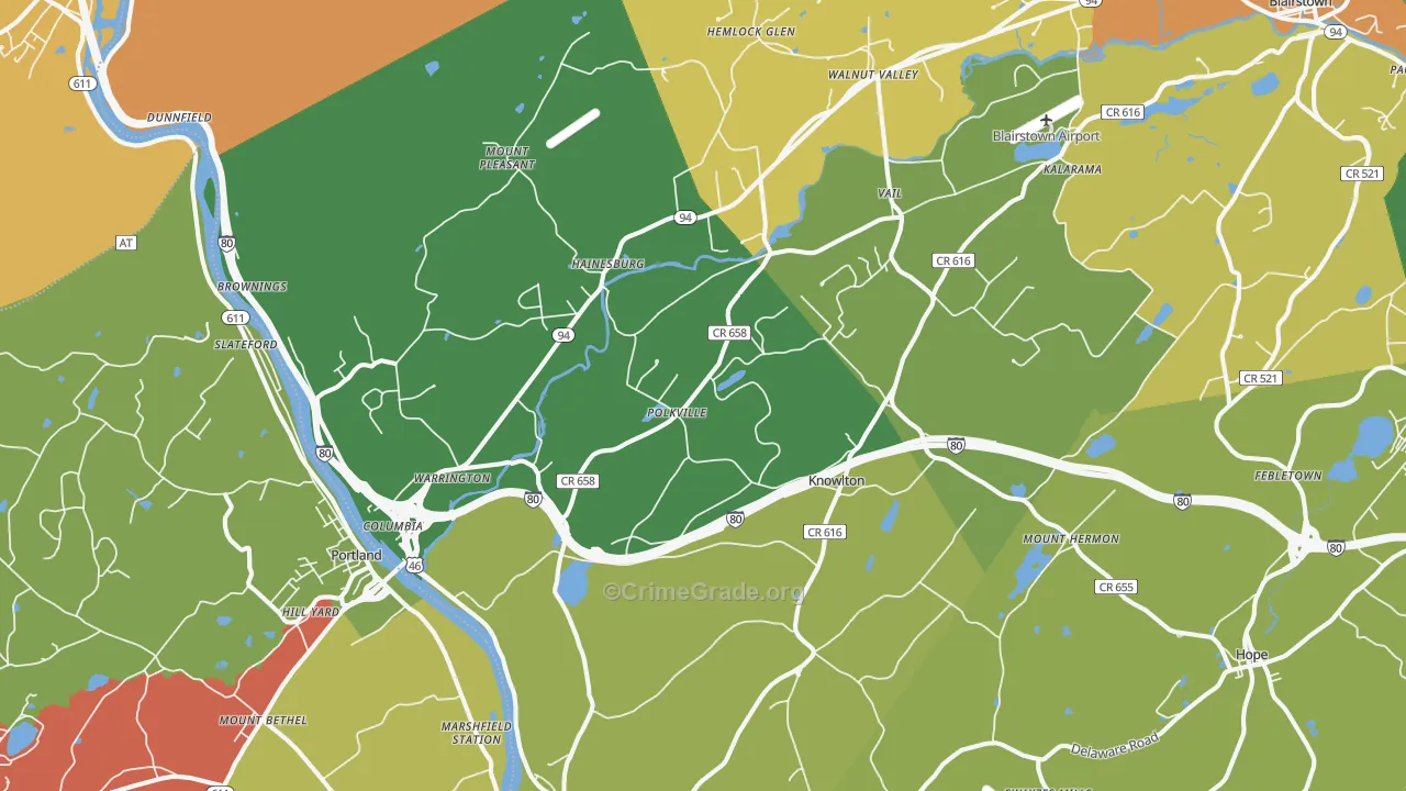 Columbia, NJ Map of Arson Rates