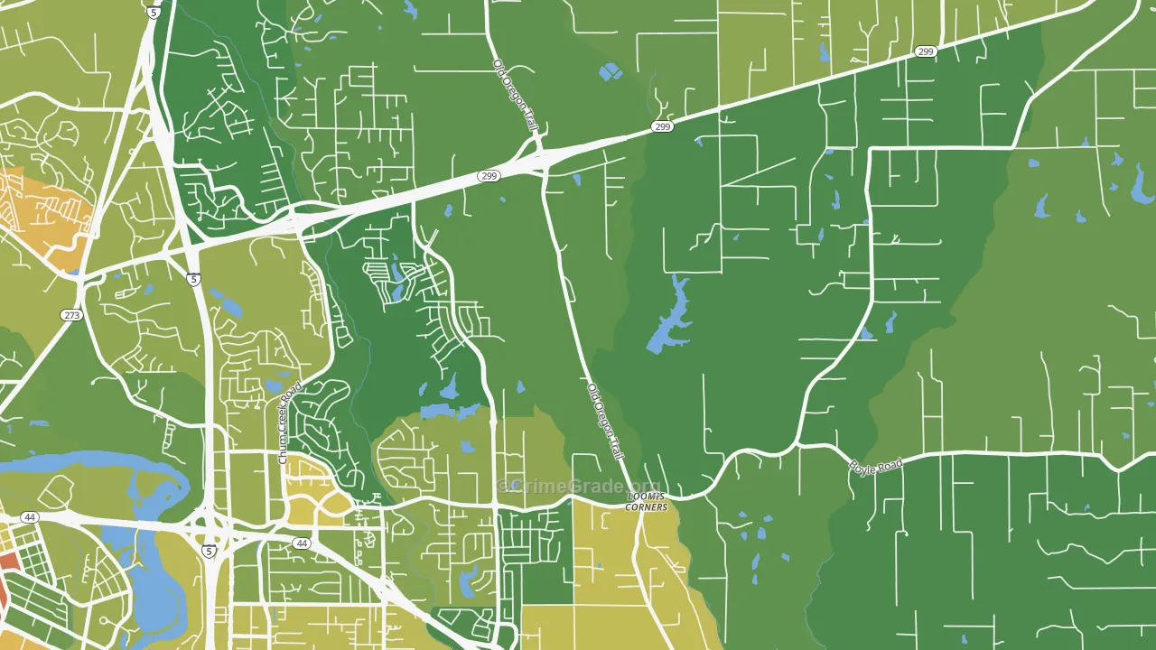Columbia, Redding, CA Map of Arson Rates