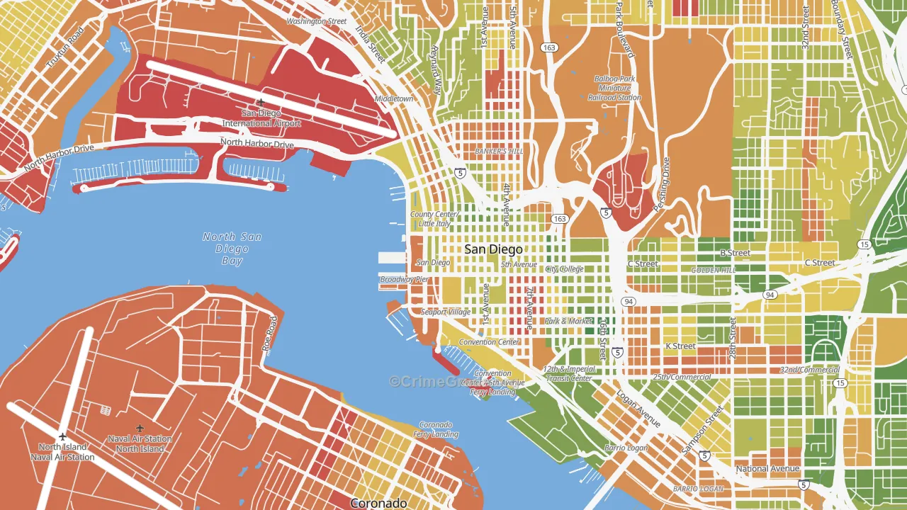 Columbia San Diego, San Diego, CA Map of Arson Rates