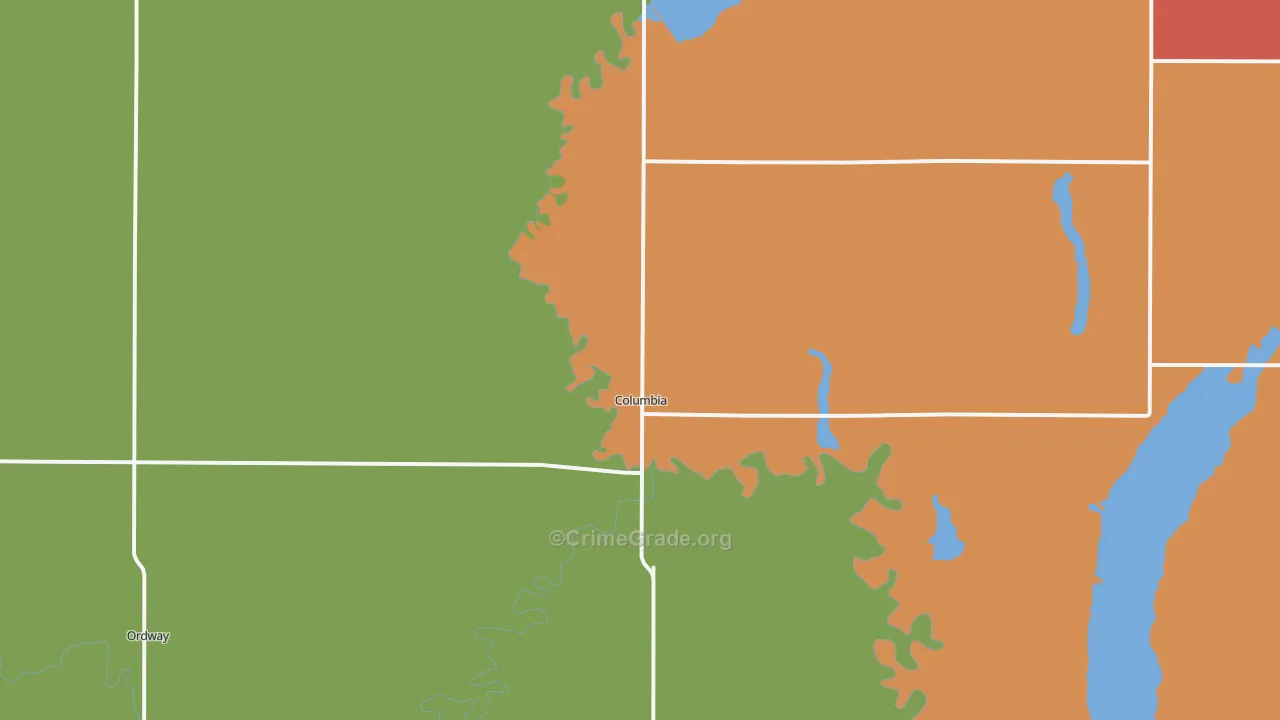 Columbia, SD Map of Arson Rates