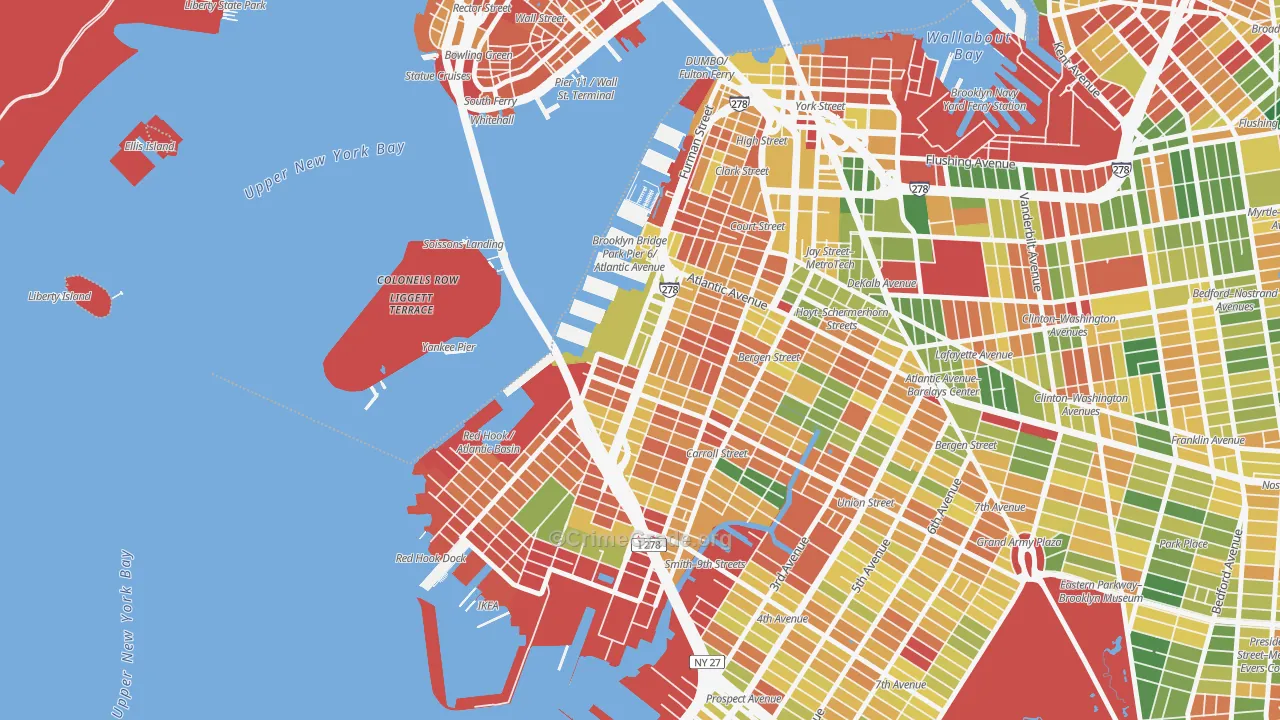 Columbia Street Waterfront District, Brooklyn, NY Map of Arson Rates