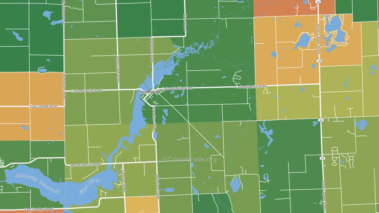 Columbiaville, MI Map of Arson Rates