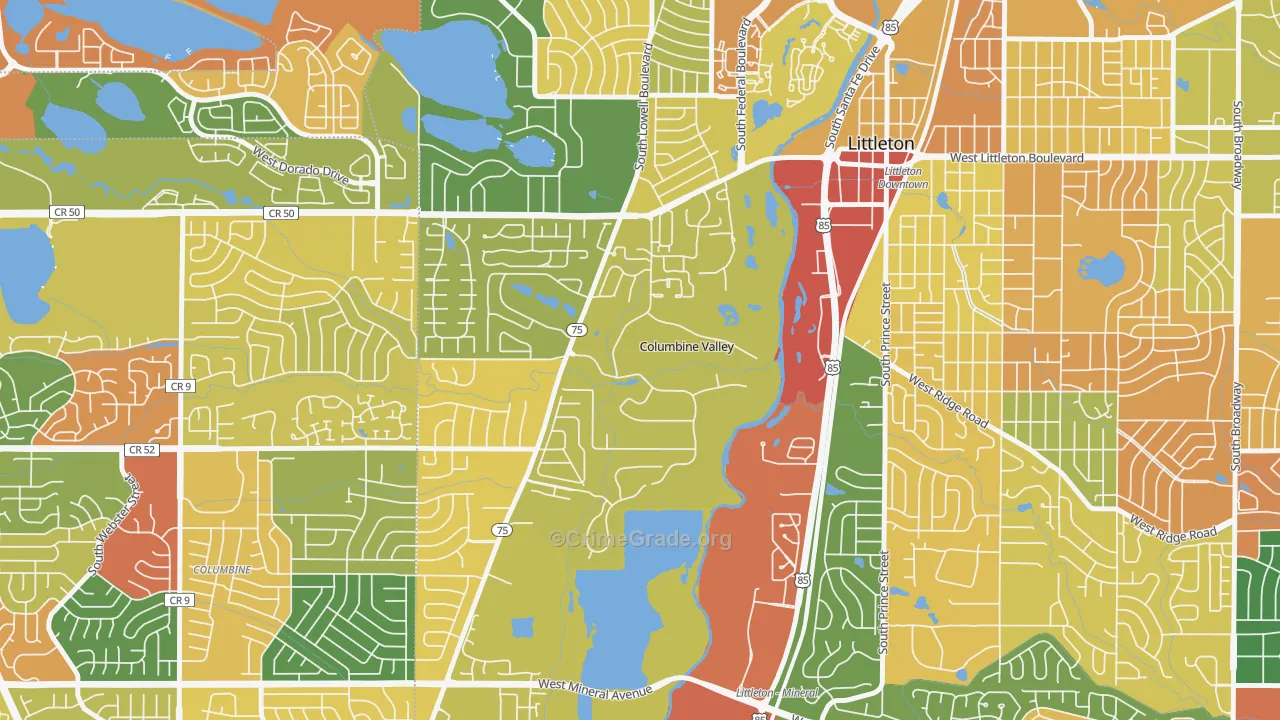 Columbine Valley, CO Map of Arson Rates