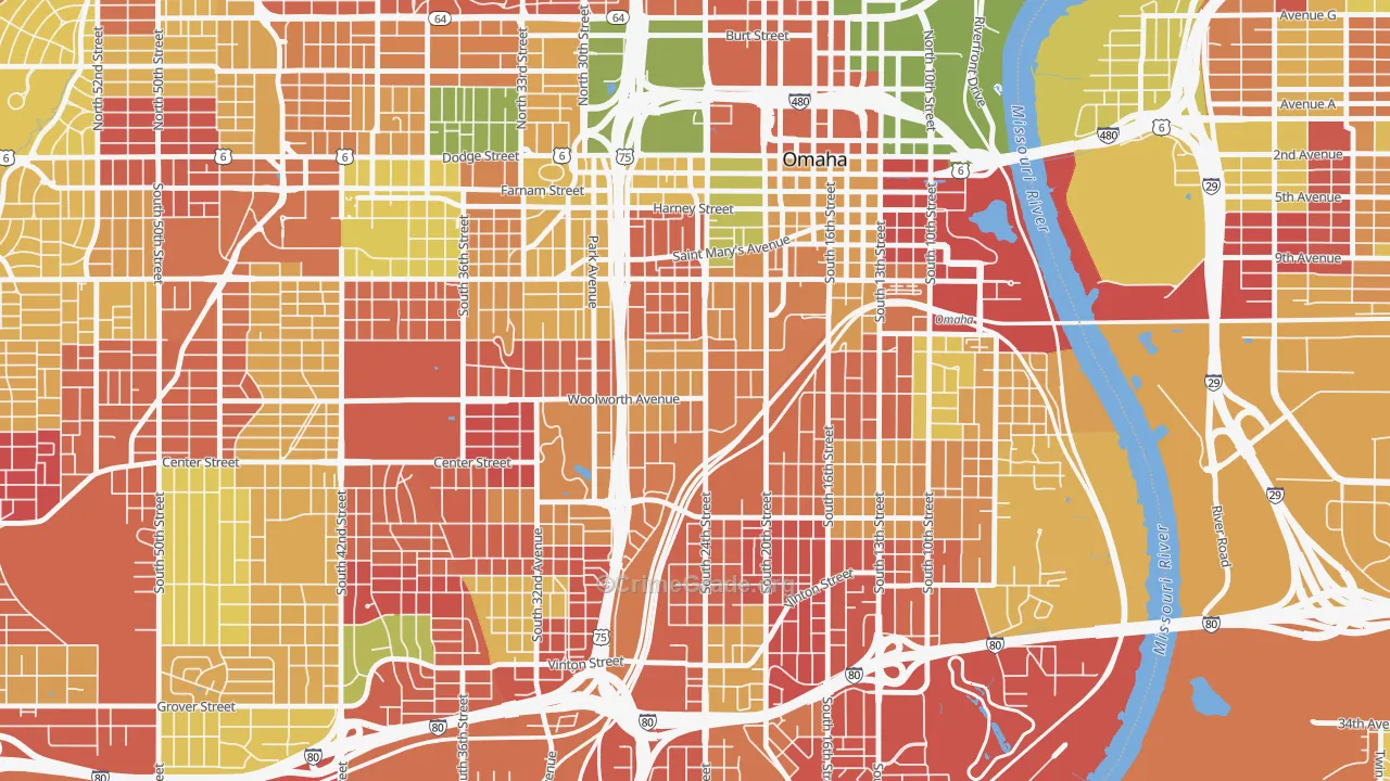 Columbus Park, Omaha, NE Map of Arson Rates