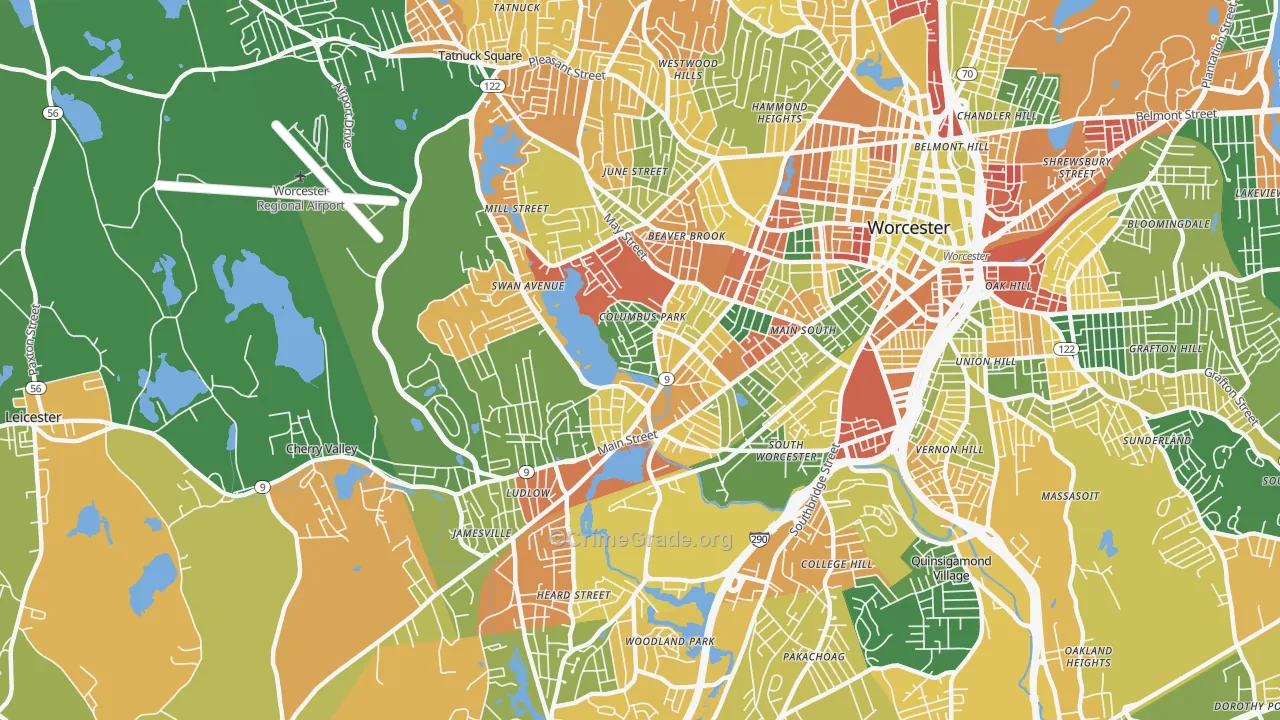 Columbus Park, Worcester, MA Map of Arson Rates