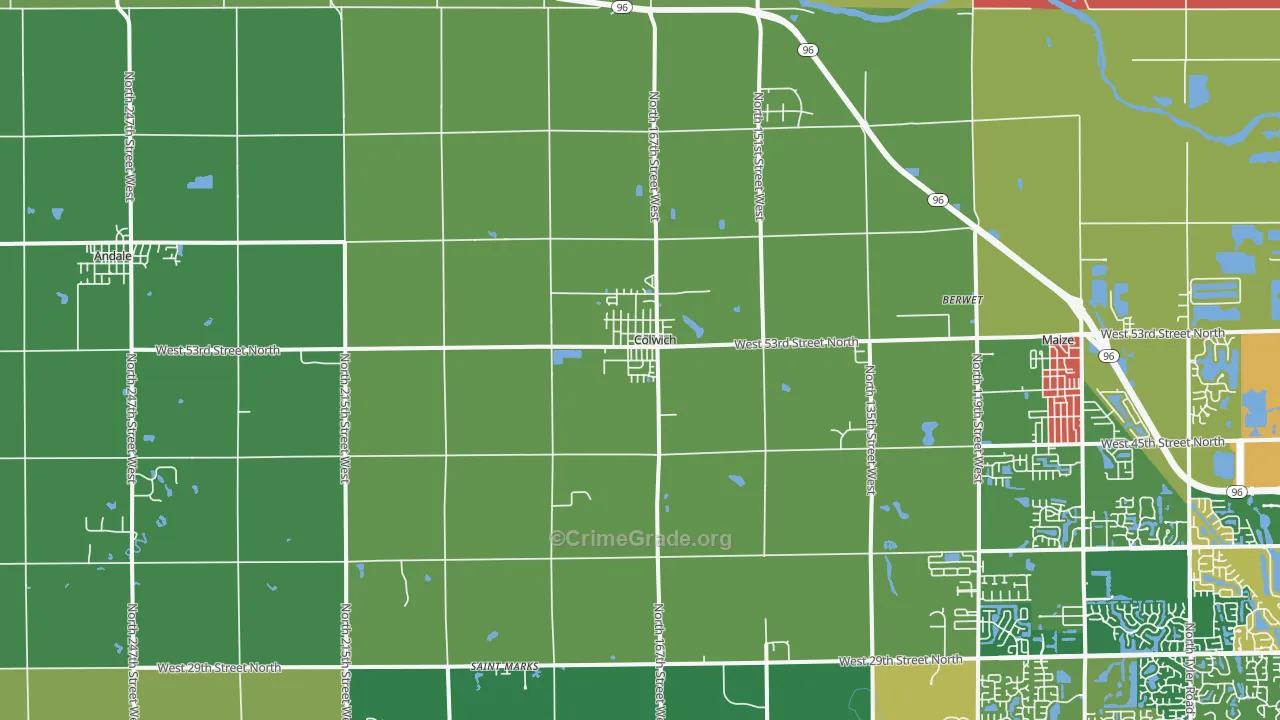 Colwich, KS Map of Arson Rates