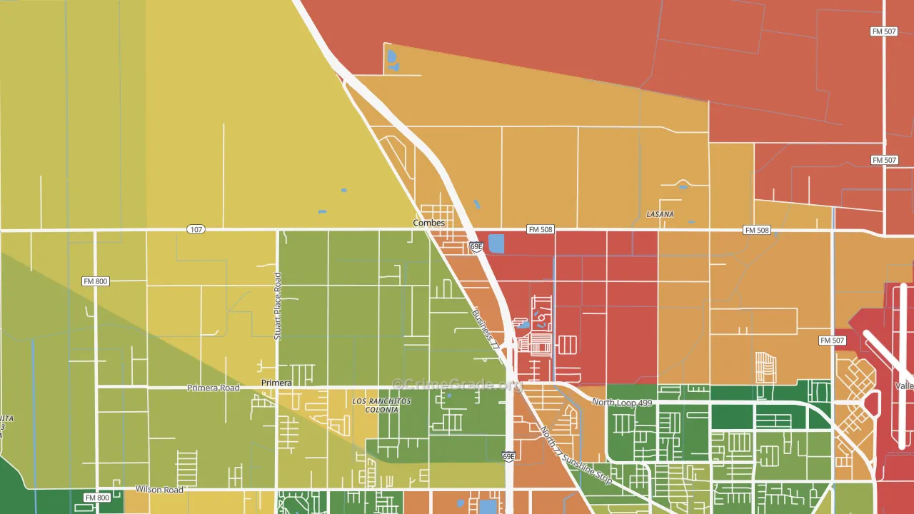 Combes, TX Map of Arson Rates