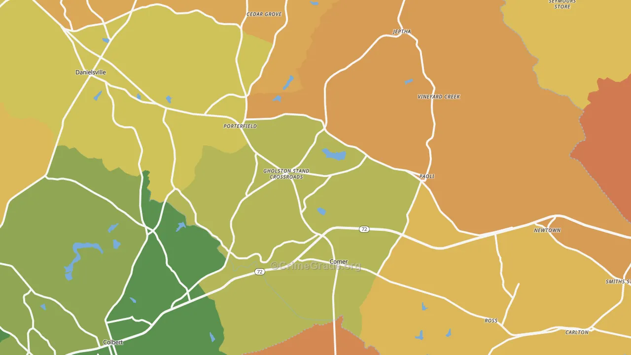 Comer, GA Map of Arson Rates