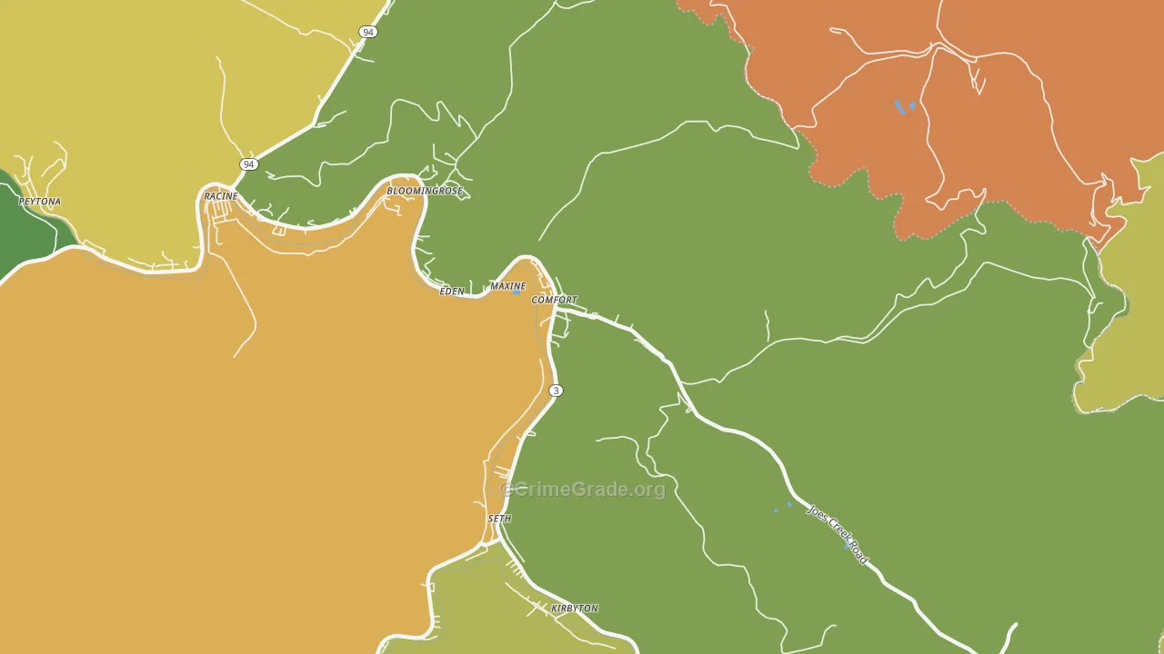 Comfort, WV Map of Arson Rates
