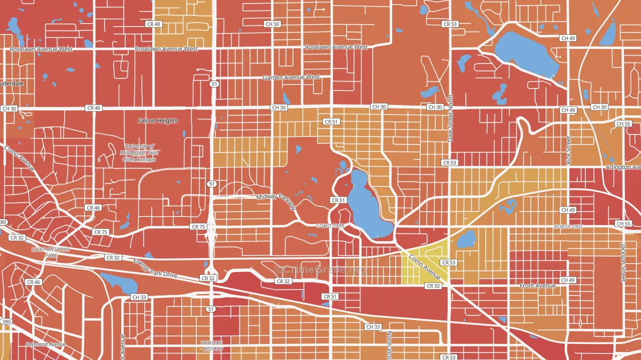 Como, St. Paul, MN Map of Arson Rates