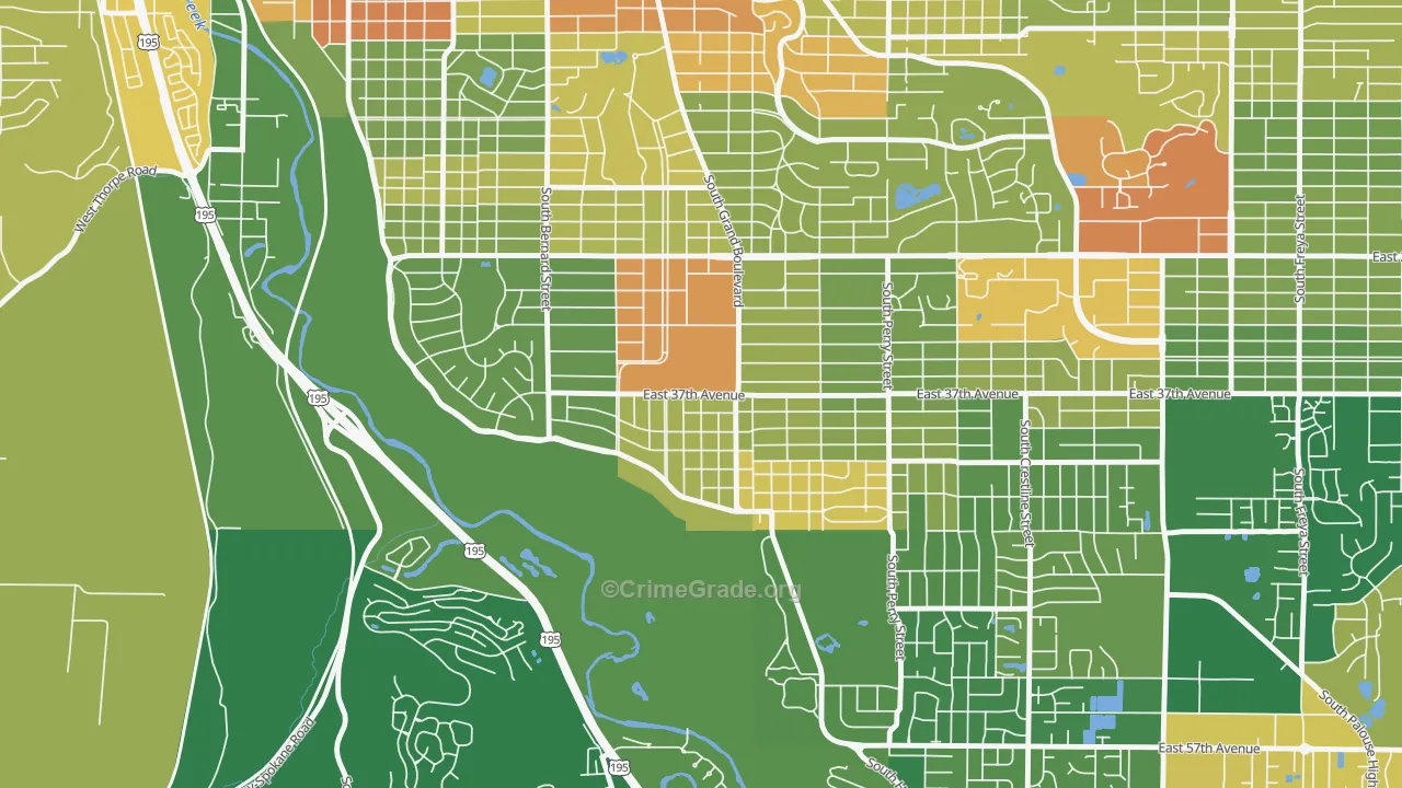 Comstock, Spokane, WA Map of Arson Rates