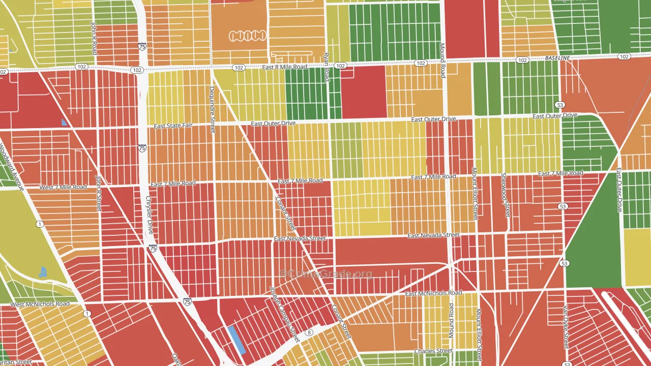 Conant Gardens, Detroit, MI Map of Arson Rates