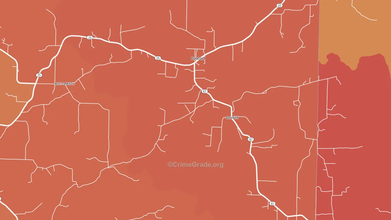 Concord, AR Map of Arson Rates