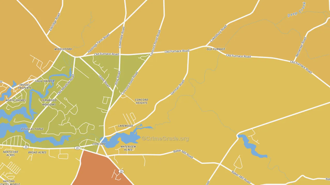 Concord, DE Map of Arson Rates