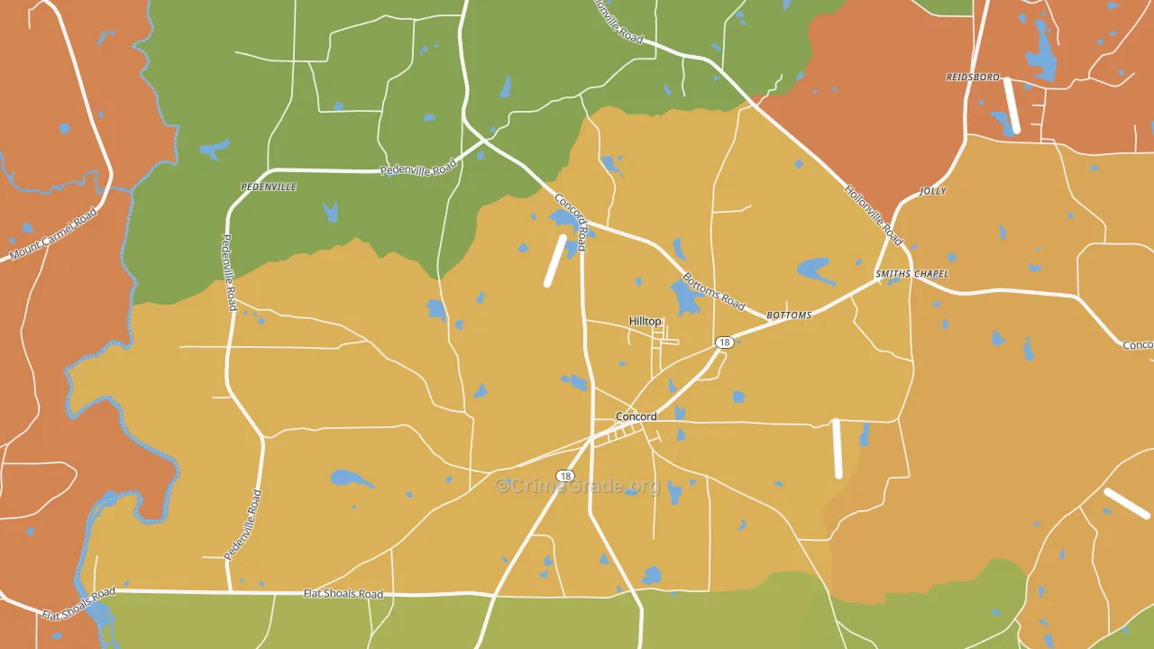 Concord, GA Map of Arson Rates