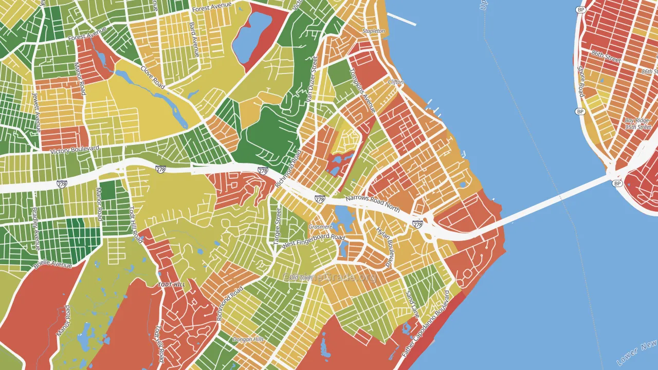 Concord, Staten Island, NY Map of Arson Rates