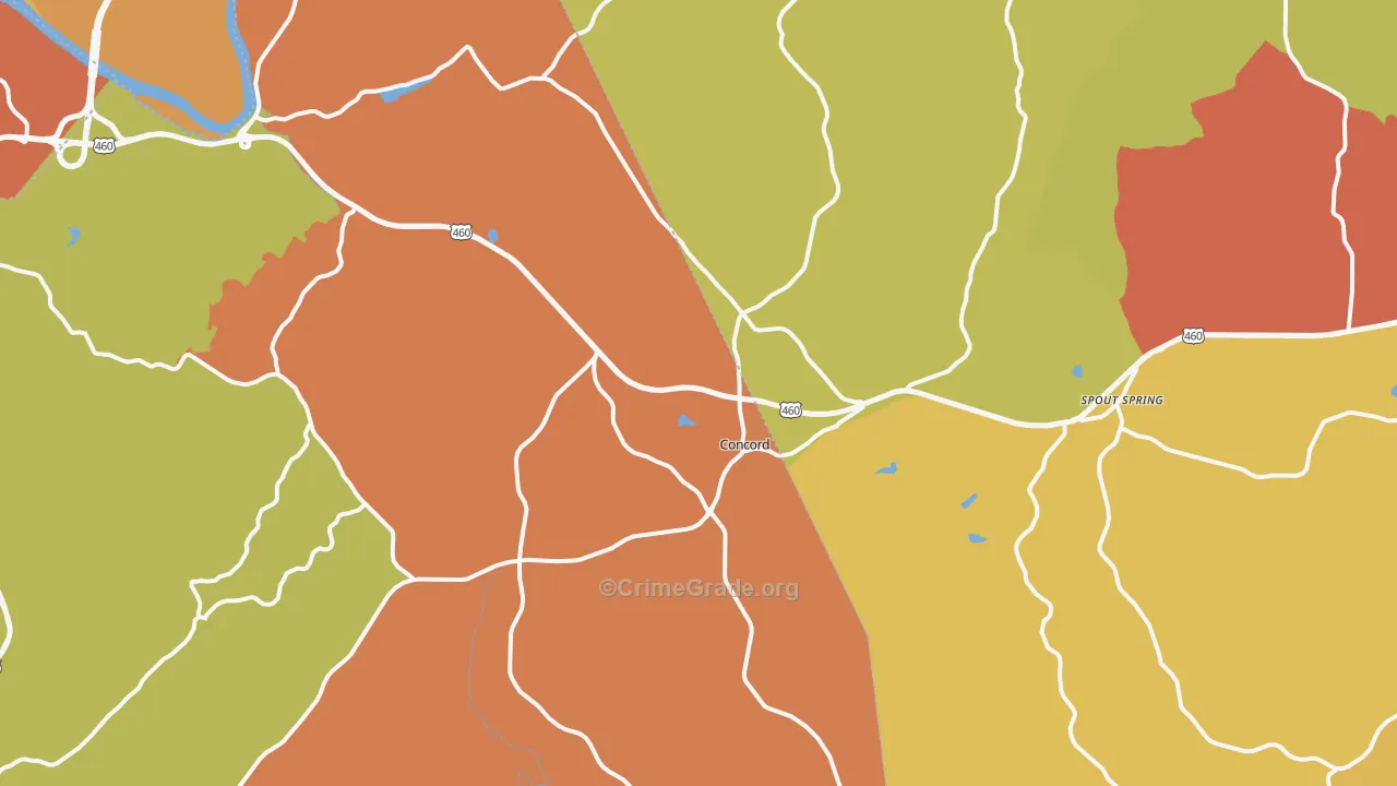 Concord, VA Map of Arson Rates