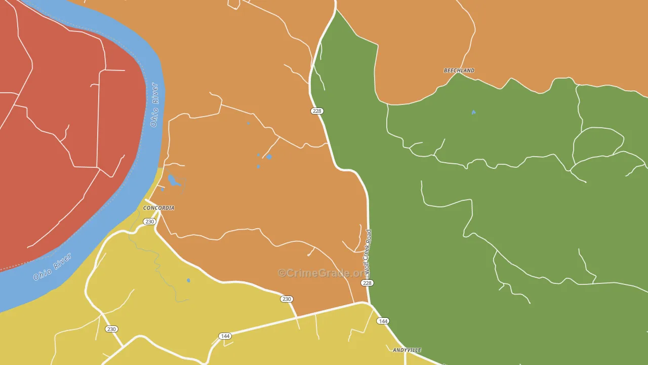 Concordia, KY Map of Arson Rates