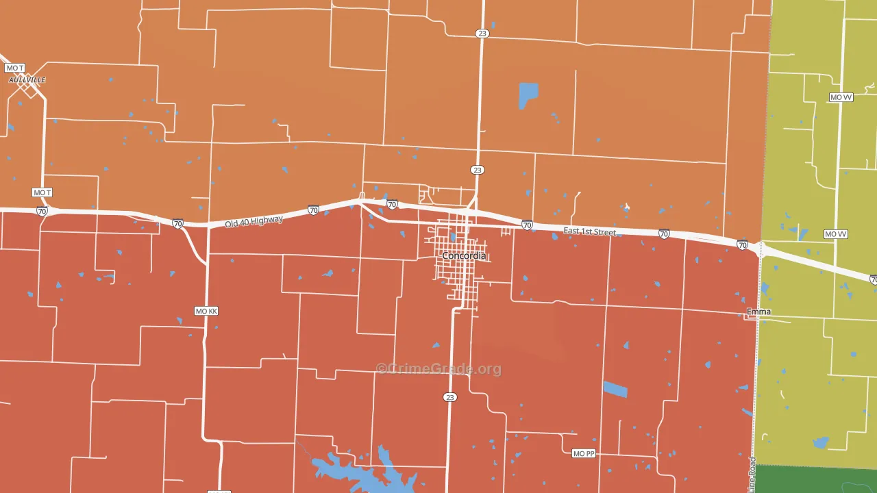 Concordia, MO Map of Arson Rates
