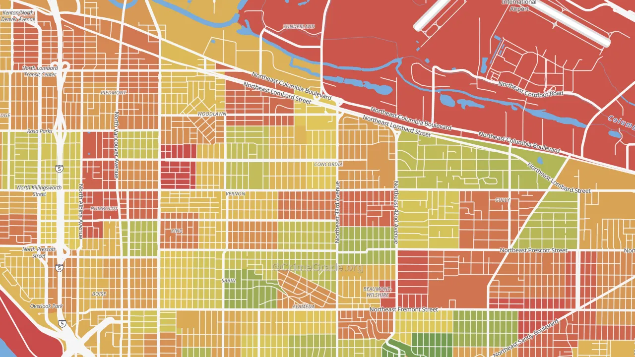 Concordia, Portland, OR Map of Arson Rates