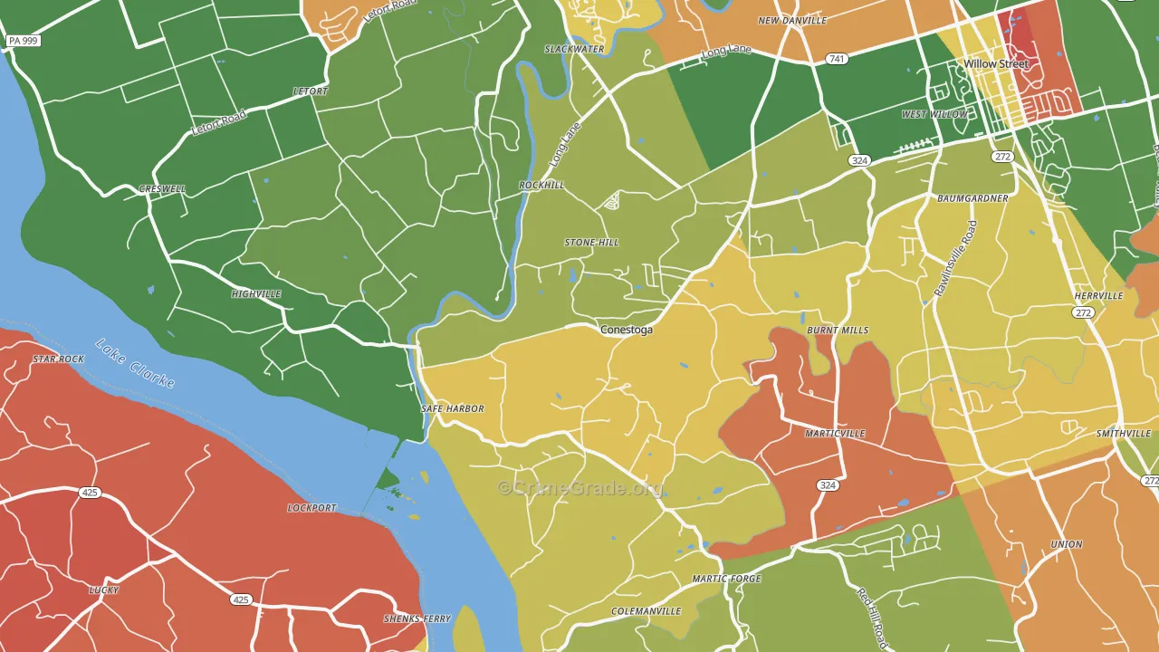 Conestoga, PA Map of Arson Rates