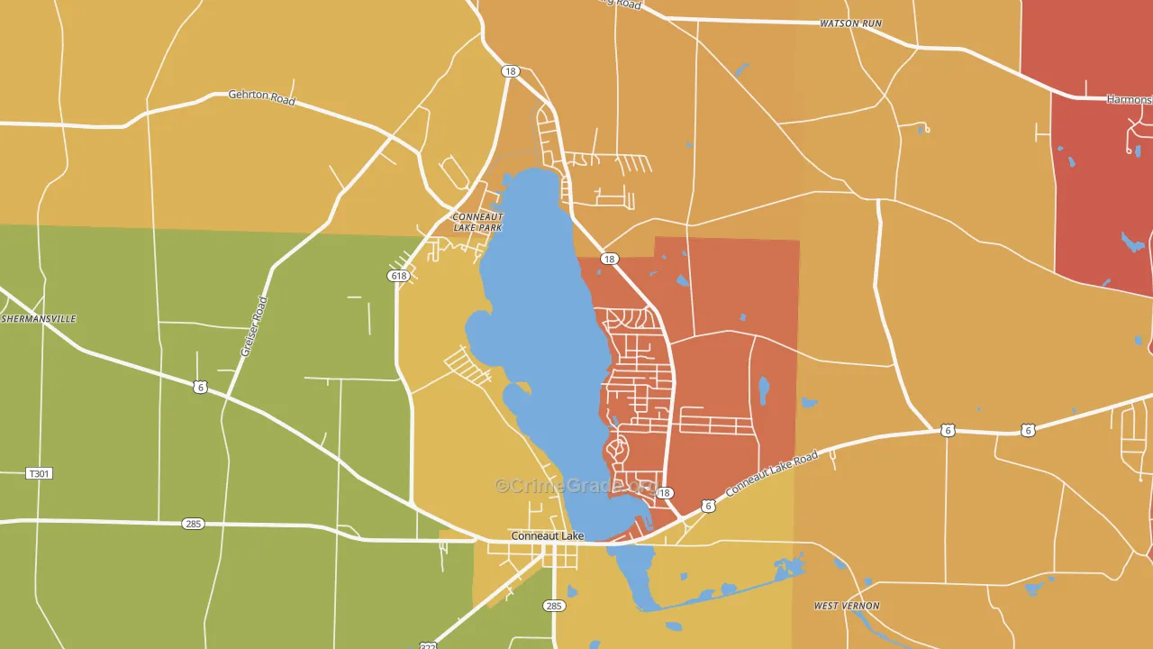 Conneaut Lakeshore, PA Map of Arson Rates