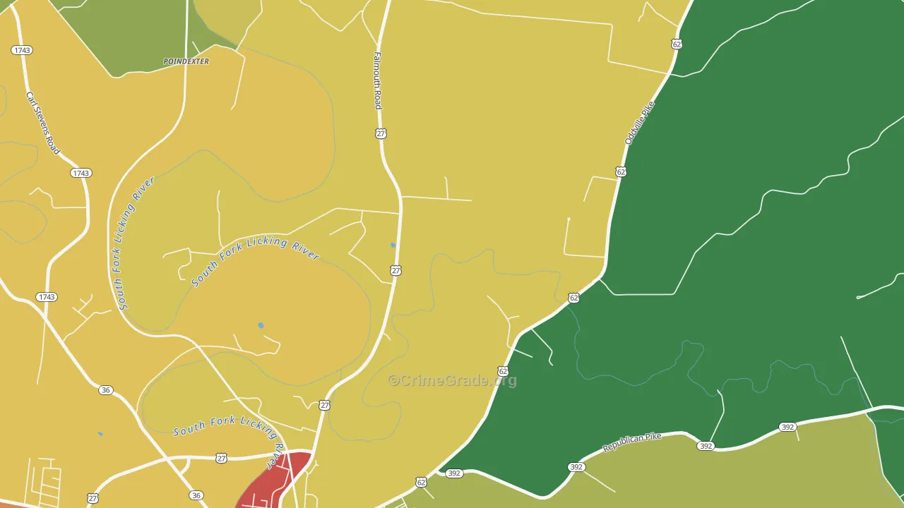 Connersville, KY Map of Arson Rates
